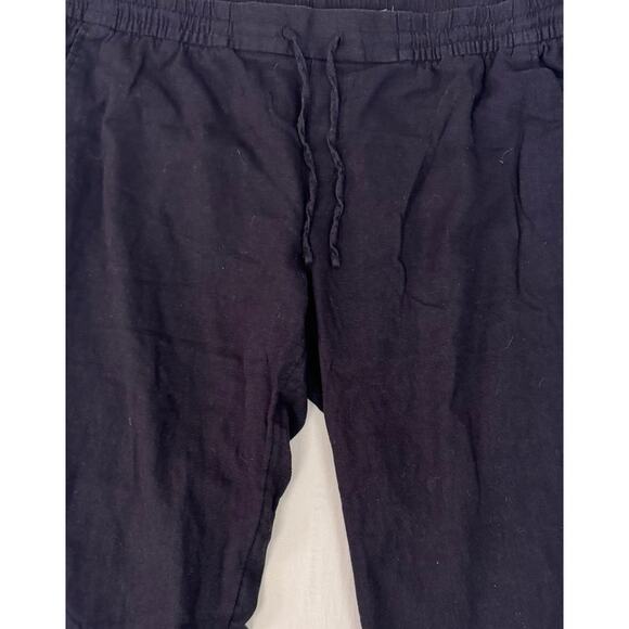 Old Navy Womens XL Drawstring Black Pants Linen Rayon Blend Pockets - Picture 2 of 9